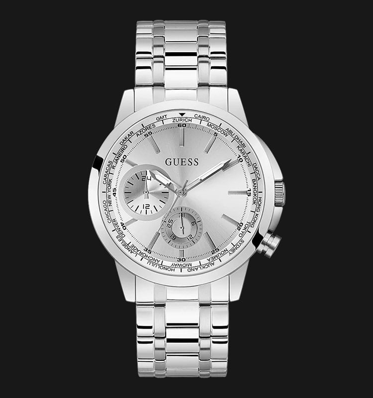 Guess Spec GW0490G1 Silver Sunray Dial Stainless Steel Strap-0