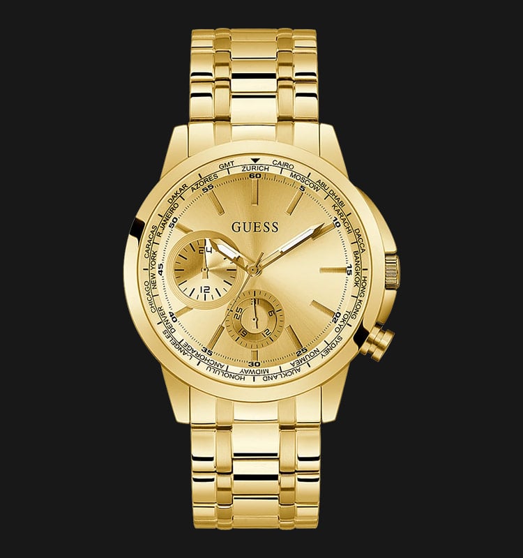 Guess Spec GW0490G2 Champagne Sunray Dial Gold Stainless Steel Strap-0