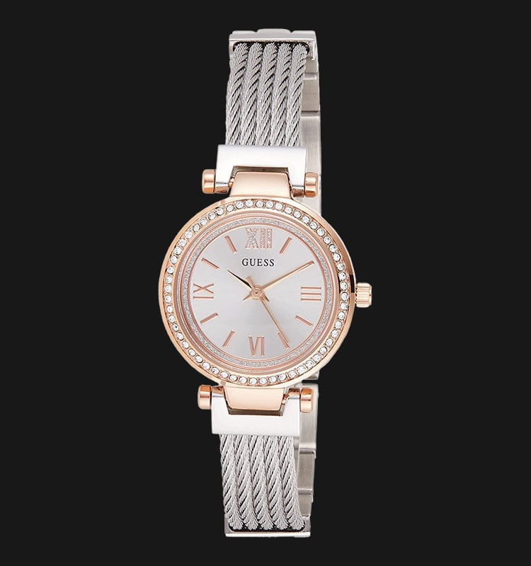 Guess Mini Soho W1009L4 Ladies Silver Sunray Dial Stainless Steel Strap-0
