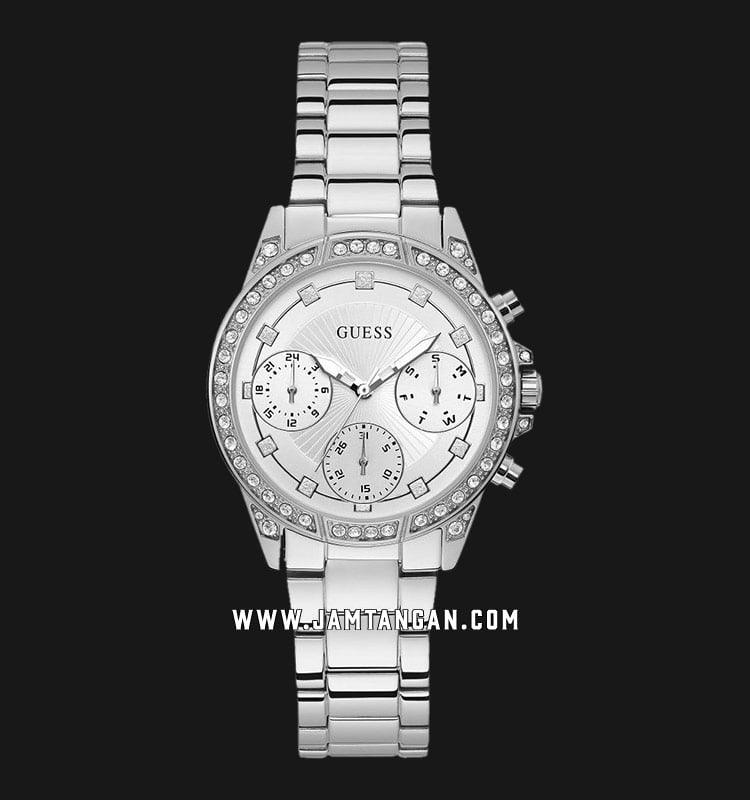 Guess Gemini W1293L1 Ladies Silver Dial Stainless Steel Strap-0