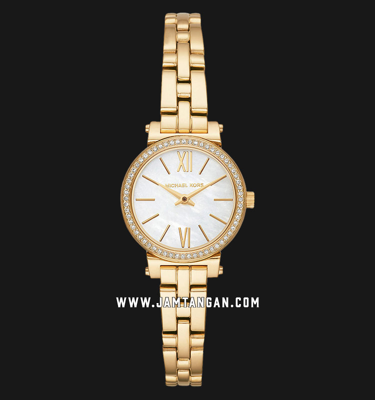 Michael Kors Sofie MK3833 Mother of Pearl Dial Gold Stainless Steel Strap-0