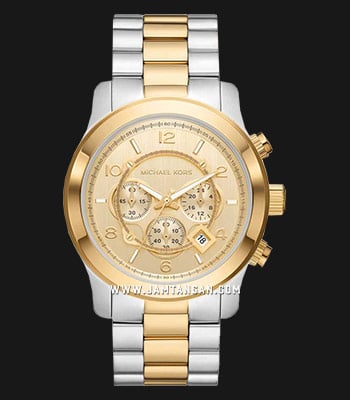 Michael Kors Runway MK9075 Chronograph Gold Dial Dual Tone Stainless Steel  Strap