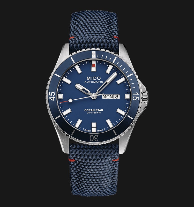 MIDO Ocean Star M026.430.17.041.01 20Th Anniversary Blue Dial Blue Fabric  Strap LIMITED EDITION