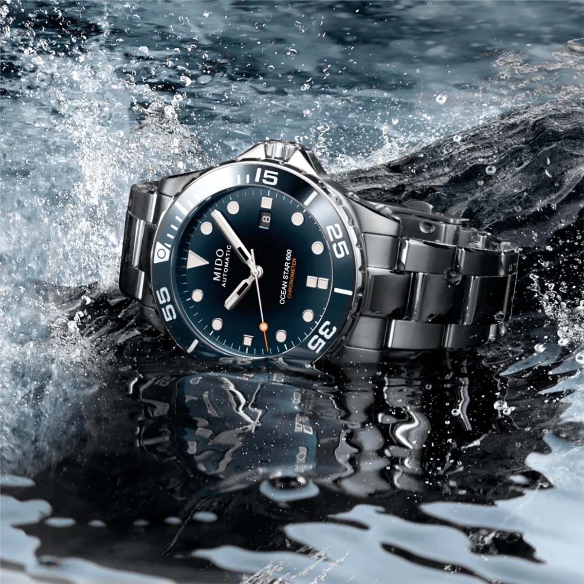 MIDO Ocean Star M026.608.11.041.01 Diver 600 Chronometer Automatic Blue Dial Stainless Steel Strap.