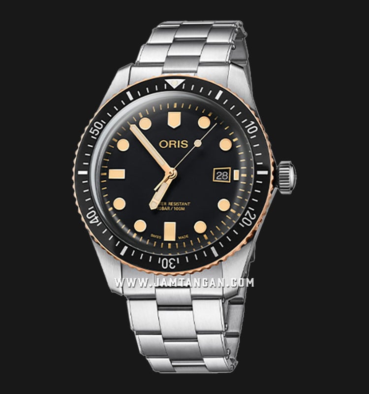 Oris Divers 01-733-7720-4354-07-8-21-18 Sixty-Five Black Dial Stainless Steel Strap
