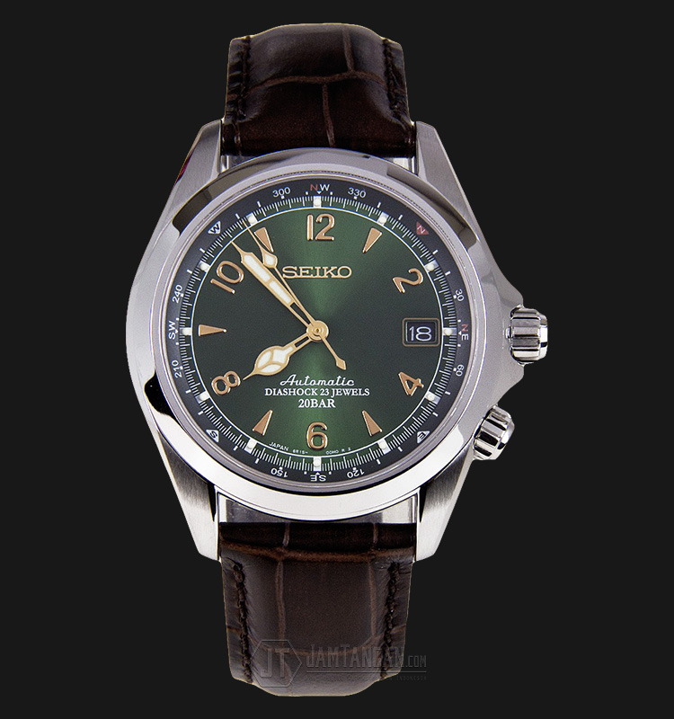Seiko Alpinist SARB017 Automatic 6R15 Sapphire Crystal Green Dial Calfskin  Brown Leather (JDM) 
