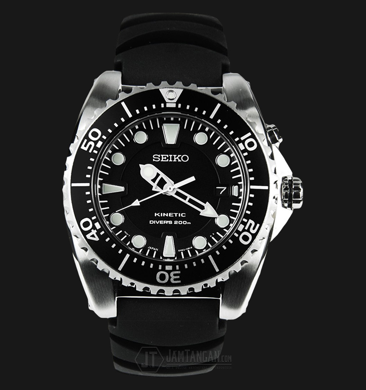 Seiko Divers SKA371P2 Kinetic Dive Silver-Tone Watch with rubber Strap |  