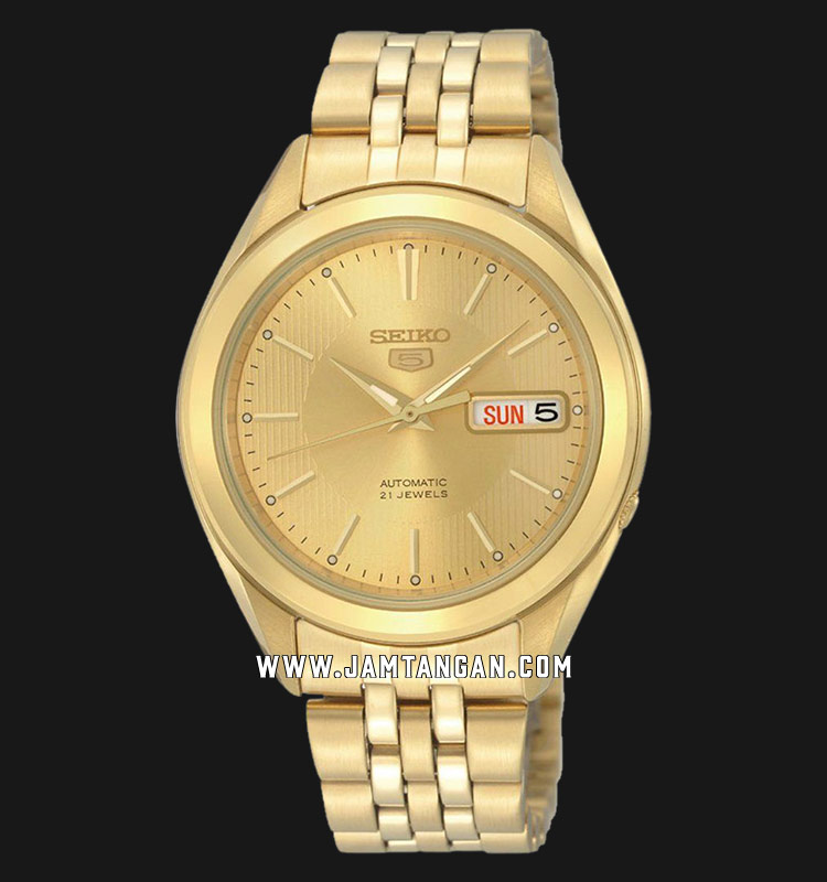 Seiko 5 Sports SNKL28K1 Automatic Gold Dial Gold Stainless Steel Strap |  
