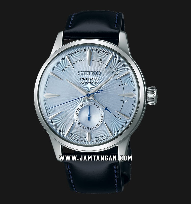 Seiko Presage SSA343J1 SkyDiving Cocktail Automatic Ice Blue Texture Dial  Black Leather Strap 
