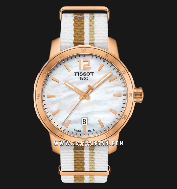 Tissot T-Sport T095.410.37.117.00 Quickster Nato Mother Of Pearl Dial Fabric Strap 
